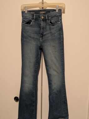 DL1961 Wide Leg Flare Jeans in Medium Blue